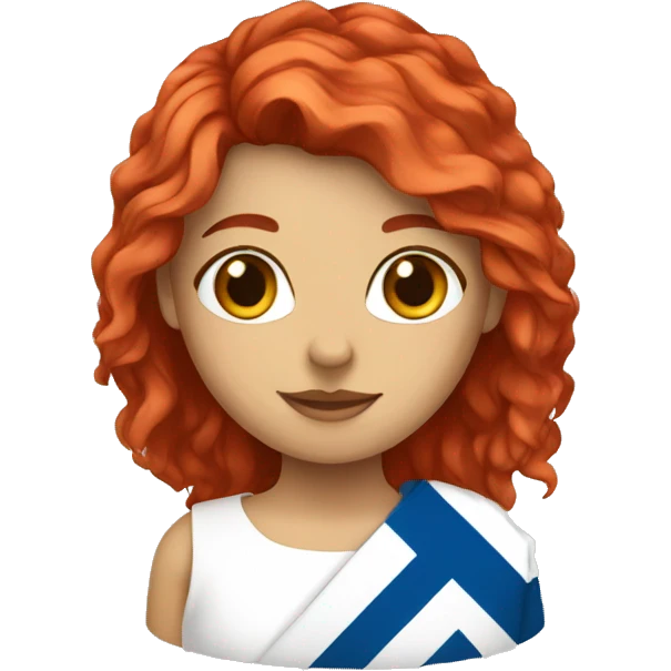 a red hair female on summit and greek flag emoji