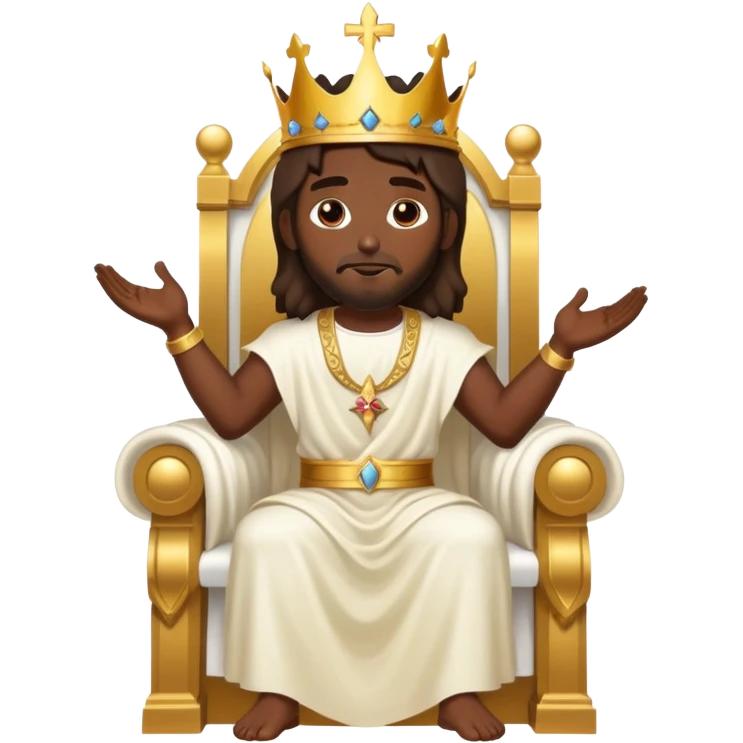 Dark skin Jesus on his heavenly Throne with crown emoji