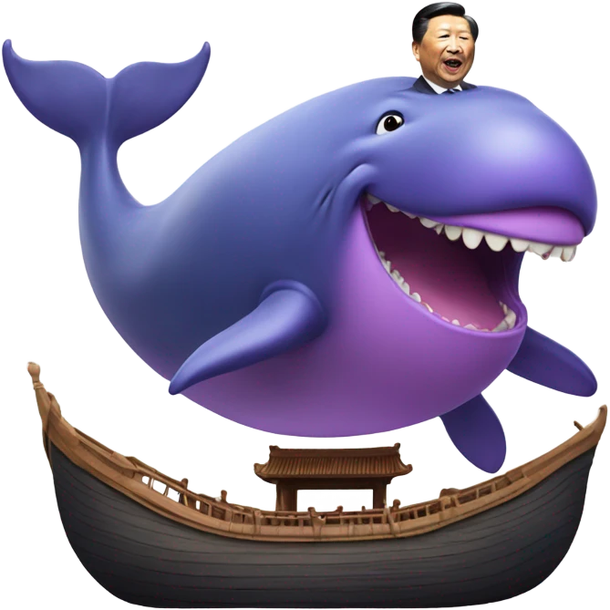 xi jinping riding purple whale with open mouth emoji