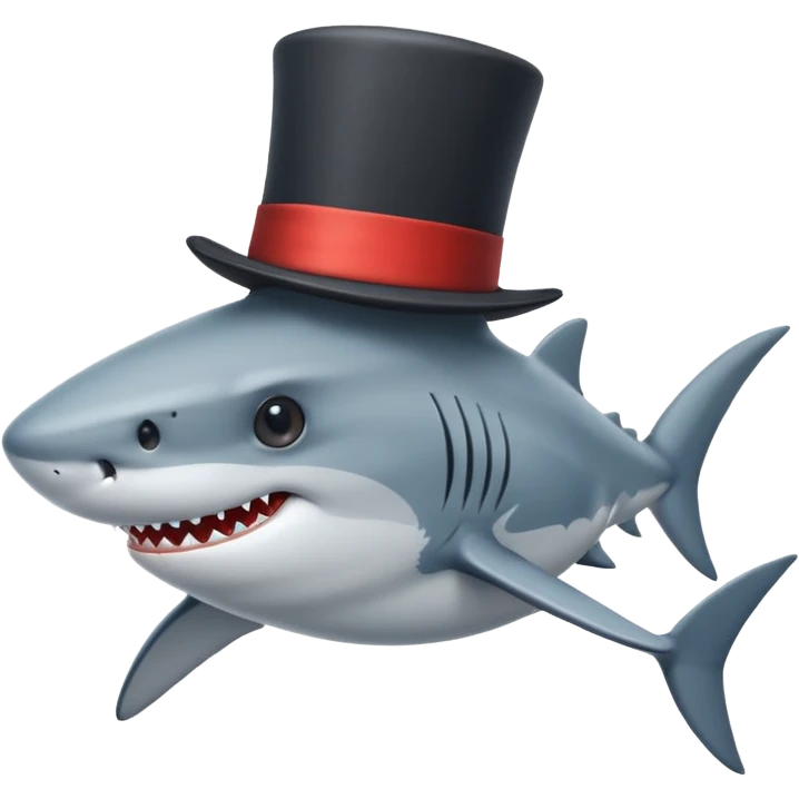 Shark with a top hat emoji