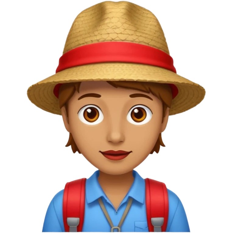 unique looking tourist with big unique red tourist hat emoji