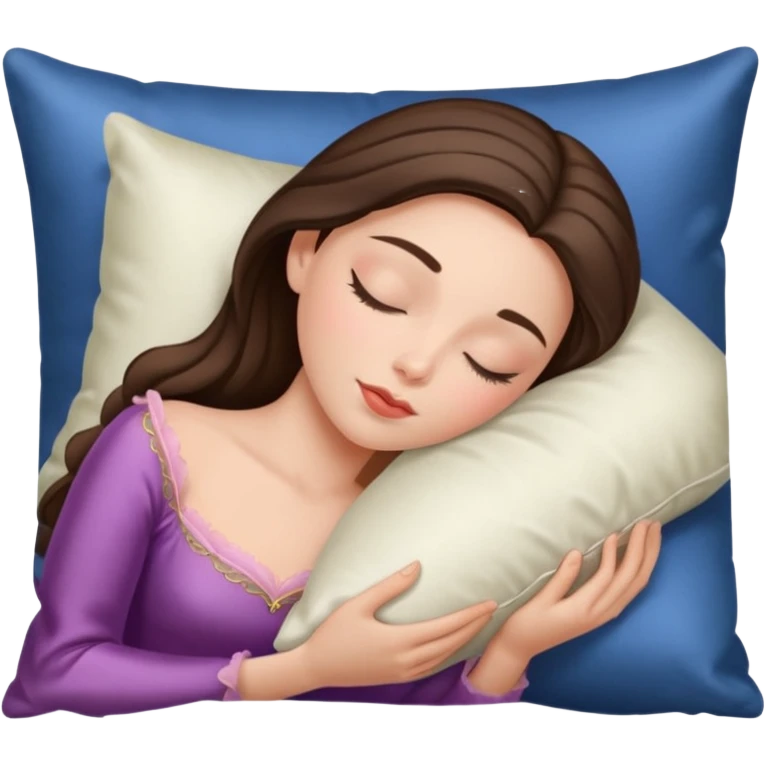 sleeping beauty brunette white girl with a silk pillow emoji