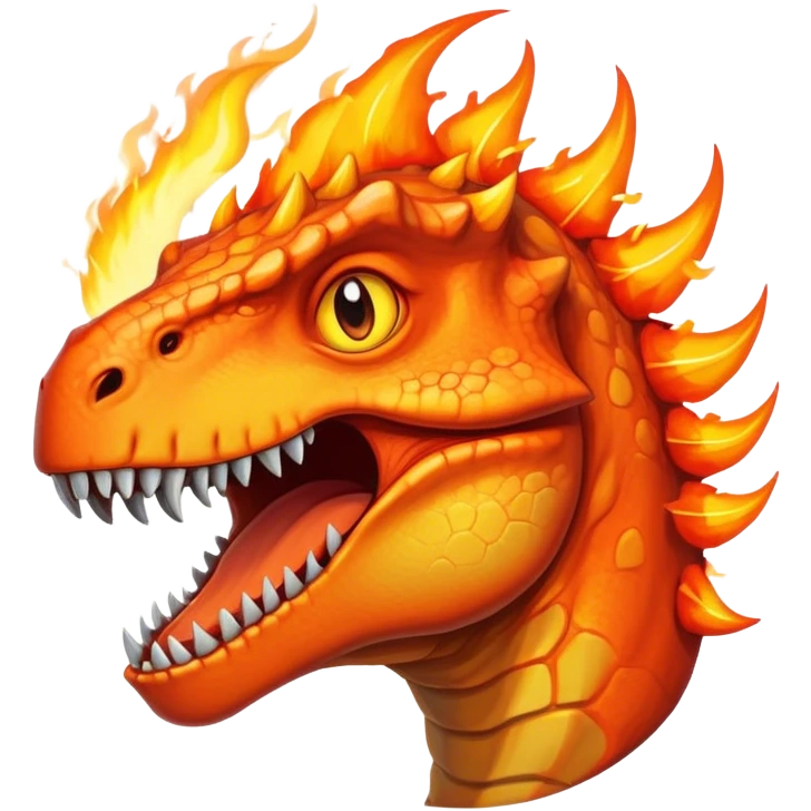 dinosaur face on fire emoji
