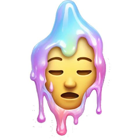 Holographic person melting emoji