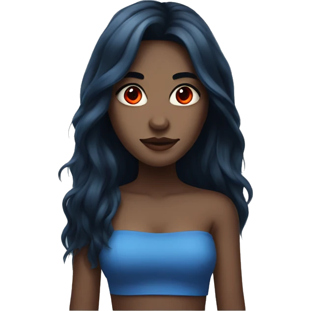 Woman with blue skin, red eyes, long black hair emoji