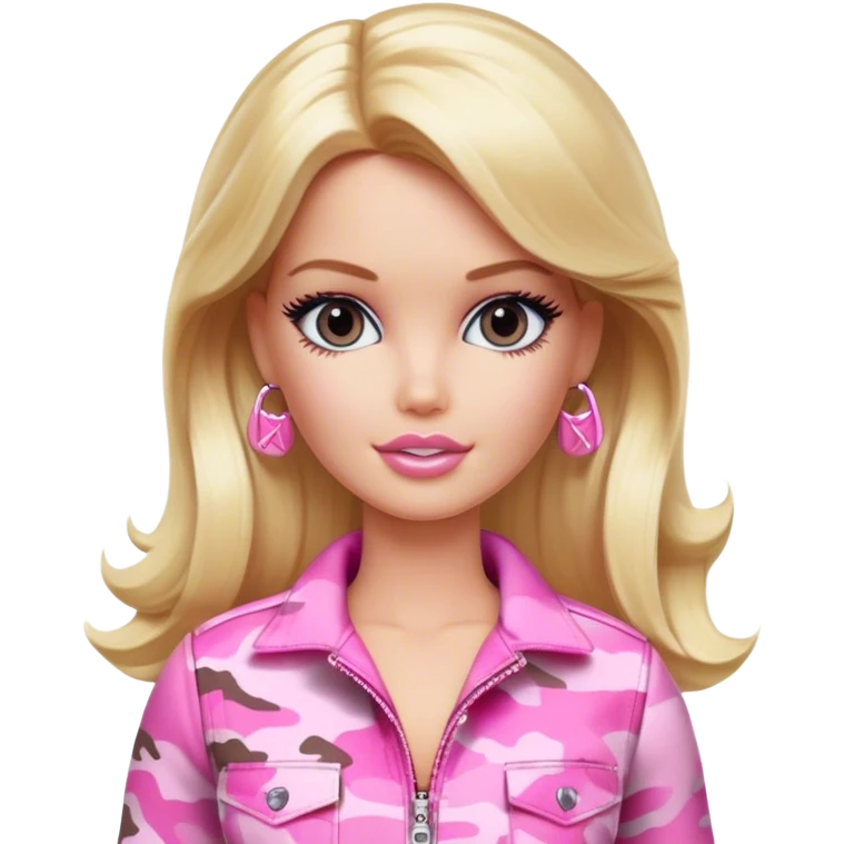 Army blonde Barbie in pink camo outfit emoji