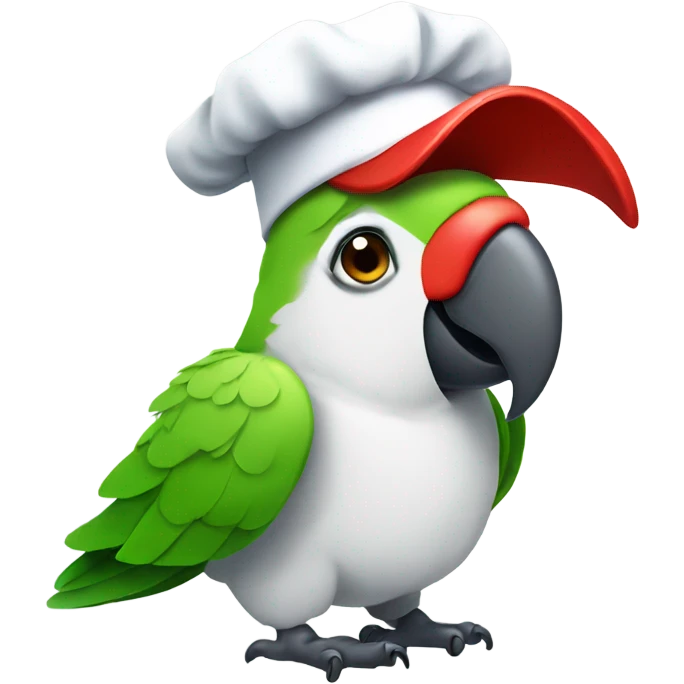 white cacadu parrot with chef cap emoji