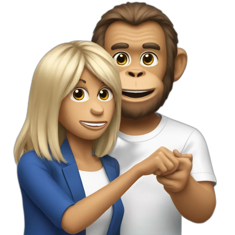 monkey with the brushing of brigitte macron emoji