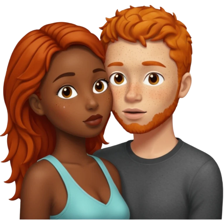 Black girl kissing ginger man emoji