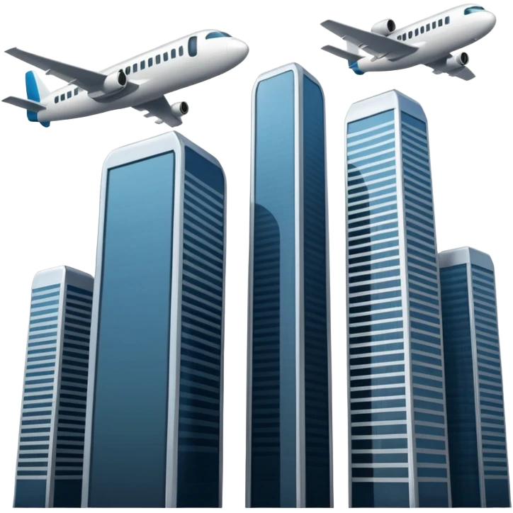 plane flying towards two identical sky scrapers emoji