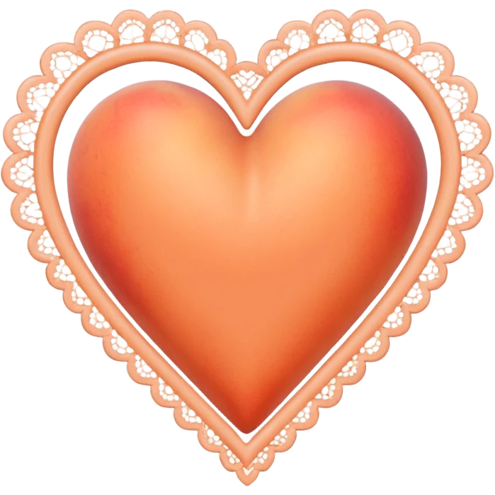 cute peach colored heart with lace trimming emoji