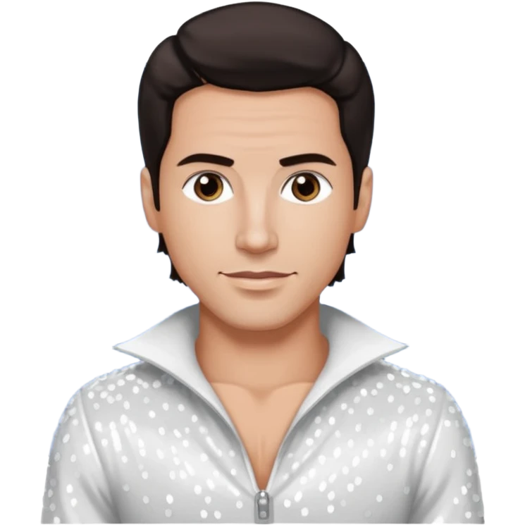 Danny Wood from NKOTB with dark brown hair, white sequin outfit emoji