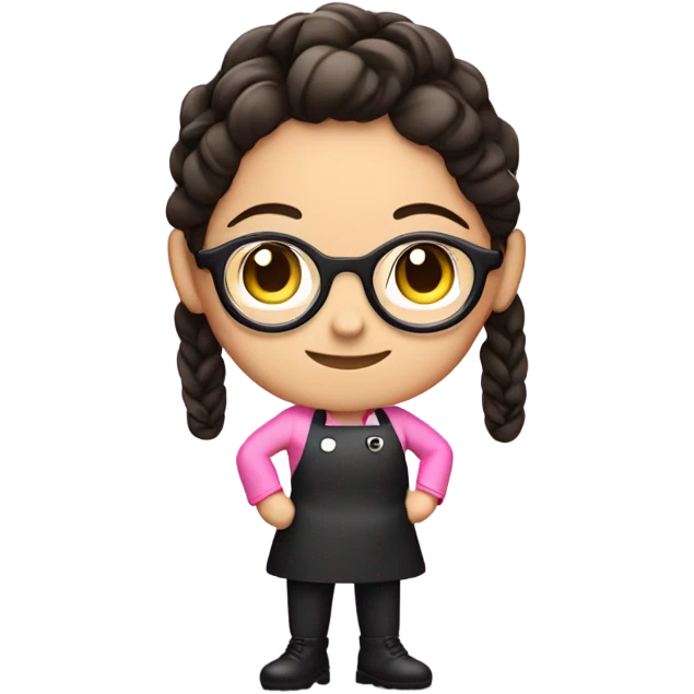brunette chef with black glasses and pigtail braids and a pink chef outfit emoji