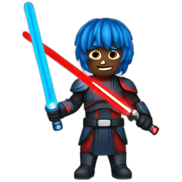 blue and red ligthsabers emoji