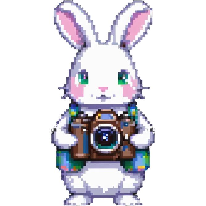 bunny holding digital cameras emoji