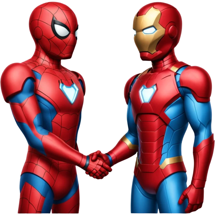 Make a spiderman and iron man handshaking emoji