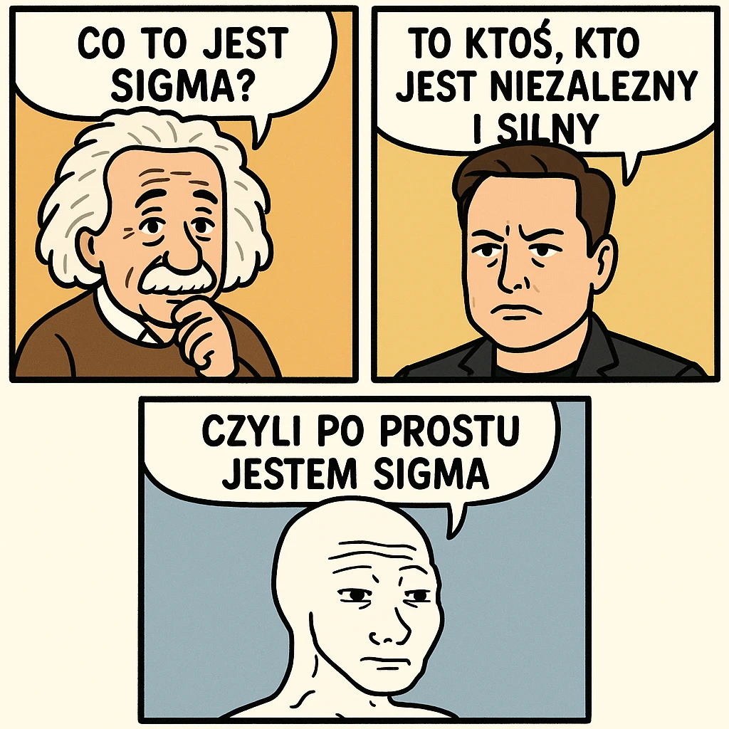 zrób komis, że ktoś jest "sigma" żart. Inspiruj się zanymi twarzami (in polish language) emoji