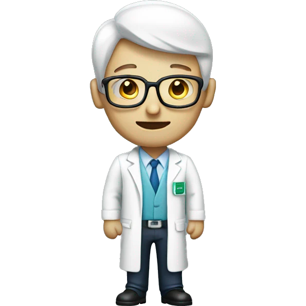 a male pharma employee, full body dressed with white jack emoji