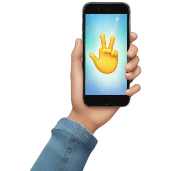 Touching phone screen with god's finger. emoji