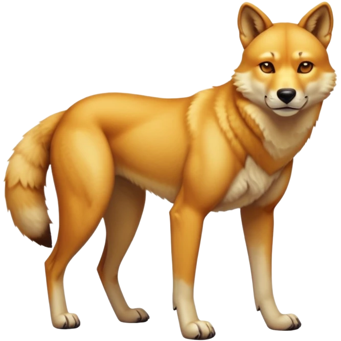 cinematic-dingo-realistic-full-body-standing-emoji,-lean-muscular-frame-poised-alertly,-golden-amber-fur-glowing-in-the-sun,-head-tilted-dramatically,-sharp-dark-eyes-filled-with-cunning,-simplified-yet-realistic-focused-features,-highly-detailed,-glowing-with-an-almost-sarcastic-glow emoji