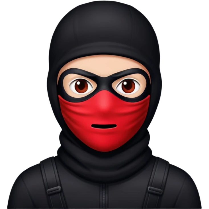 sinister-looking robber with black and red ski mask emoji