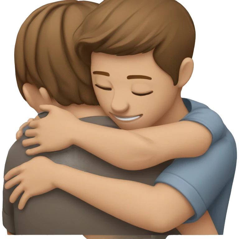 Hug white people Brown hair  emoji