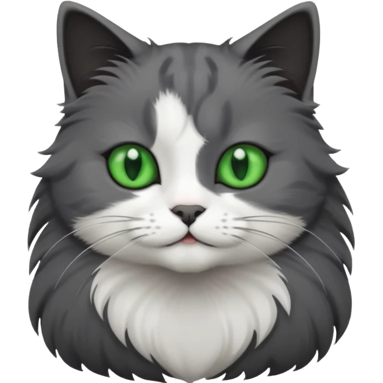 one dark grey and white cat and one completely solid dark grey cat with green eyes and white paws emoji