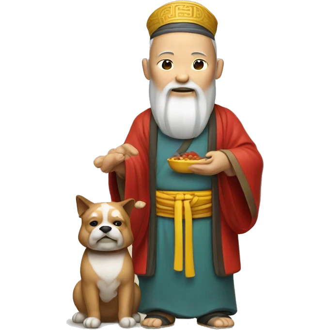 traditional chinese wise man holding dog emoji
