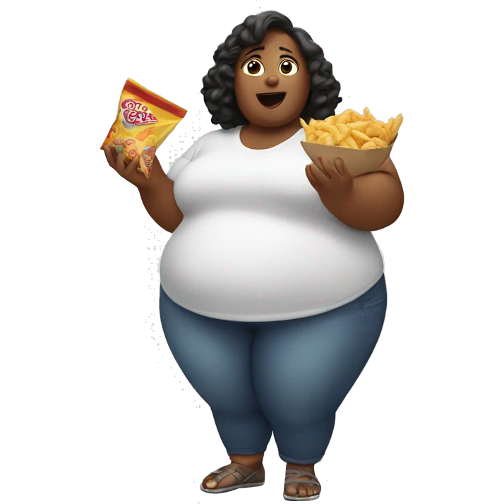 Fat woman reaching for snacks emoji