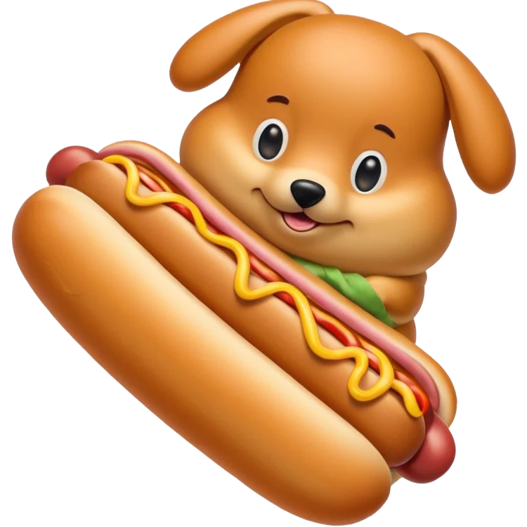 Hot dog holding a eat mean sign emoji