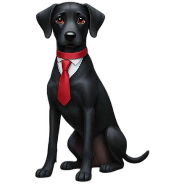 black dog with red tie emoji