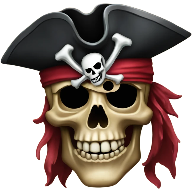 Pirate skull dark with eye patch and cherry hat emoji