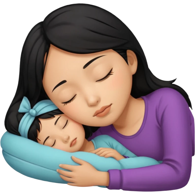 Black haired, tan-skinned Asian girl sleeping alone  emoji