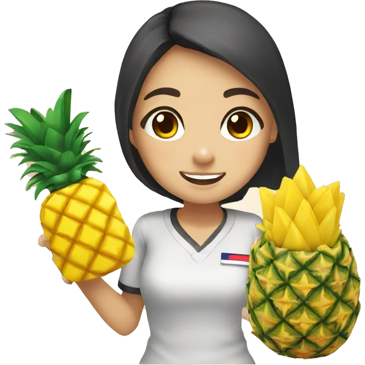 Thailand girl student with pineapple rice emoji