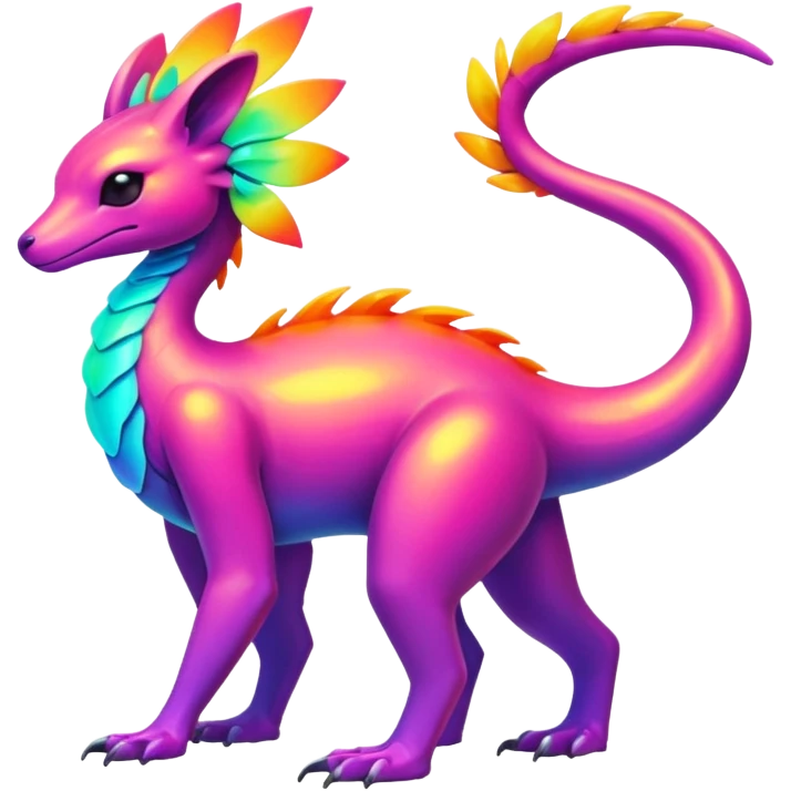 Exotic futuristic lush warm-colored neon Fakémon-Fionbri-creature (full body) emoji