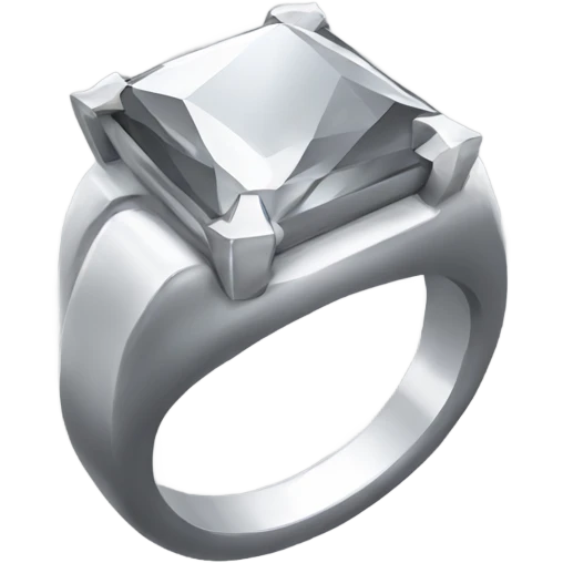 silver ring with a diamond, not big, not very shiny on a white background emoji