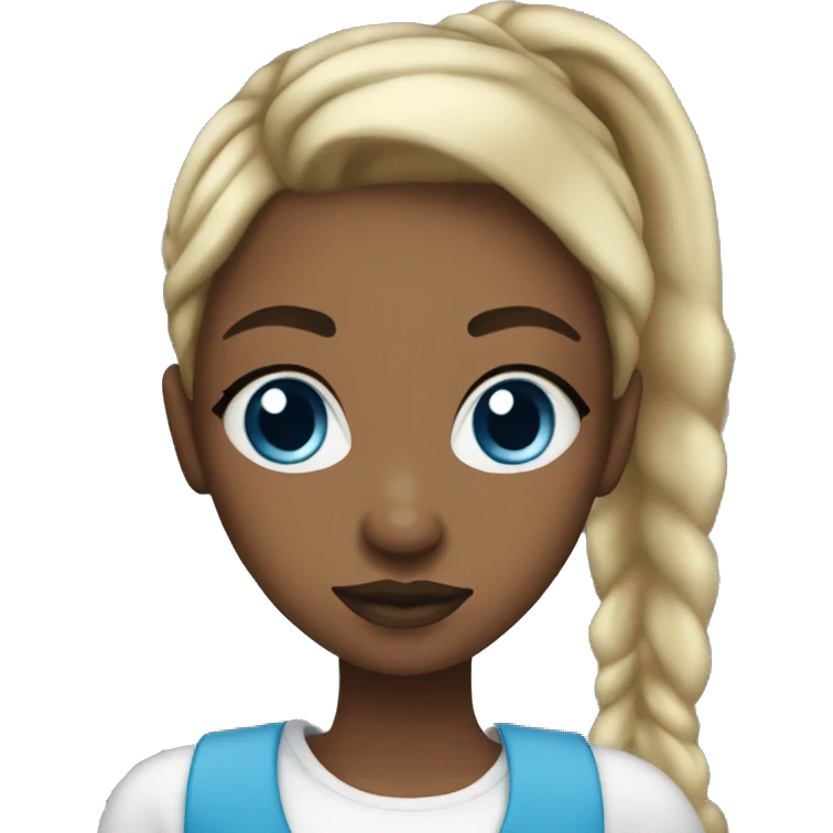 black woman blonde ponytail blue eyes full lips emoji