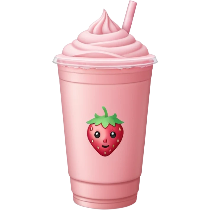 realistic iced strawberry latte with flat lid emoji