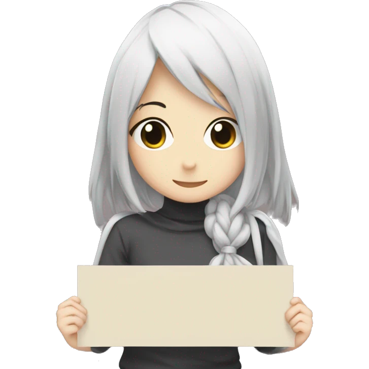 shy anime girl holding sign on which is written Susili emoji