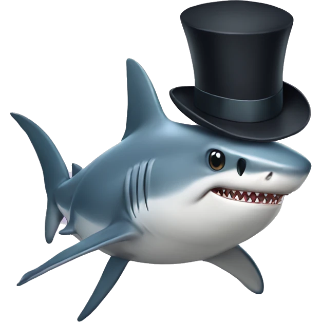 Shark with a top hat emoji