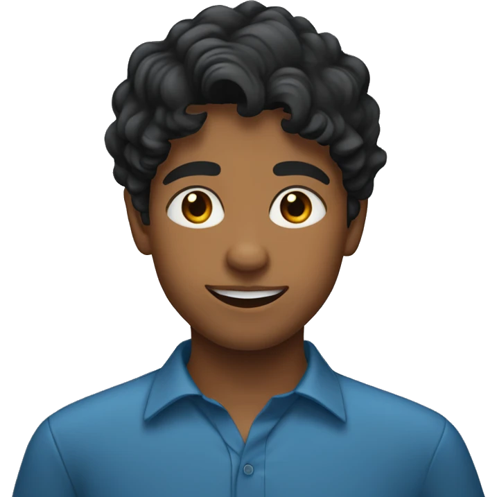 create sri lankan 14 year old boy with wavy flat black hair and a blue shirt emoji