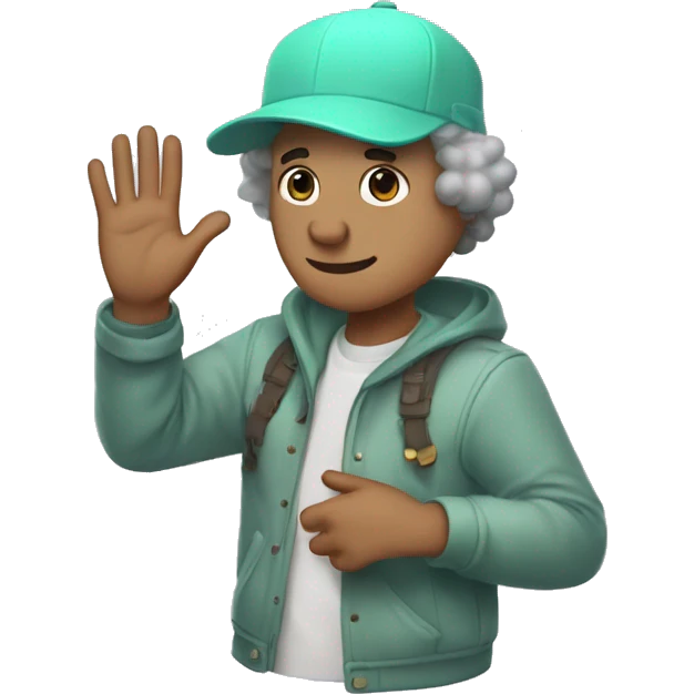Bob from the Fall Guys, mint-colored, with a koala cap on his head, bougie-colored, waves his hand. emoji