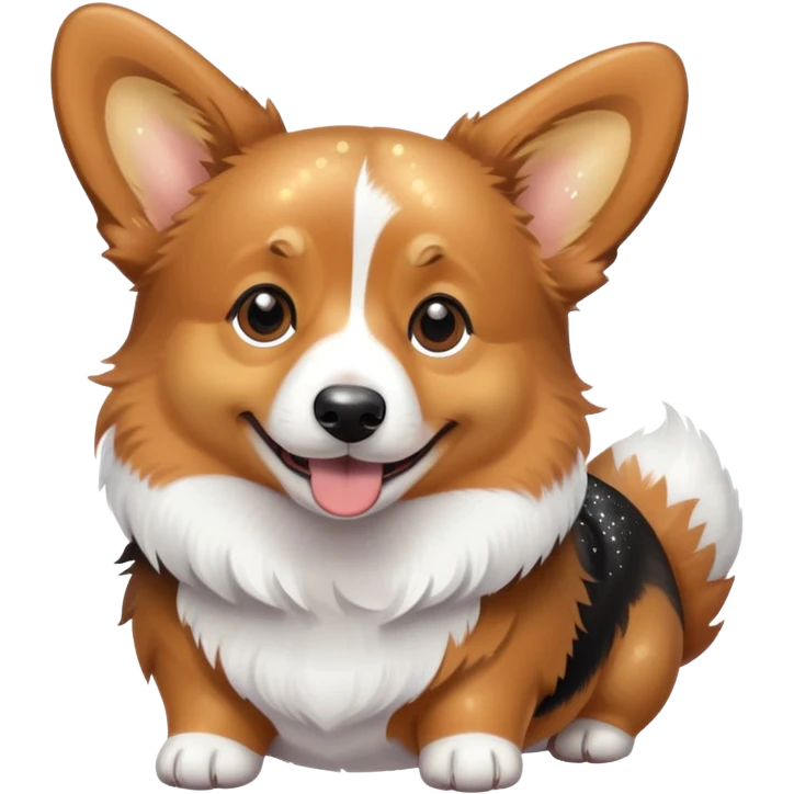 long black and brown corgi with sparkles emoji