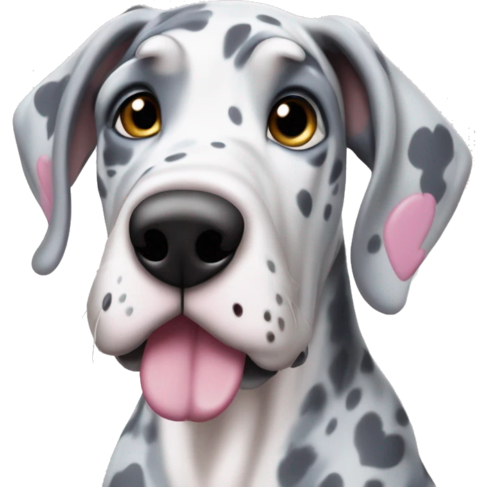Blue Merle Great Dane with pink hearts  emoji