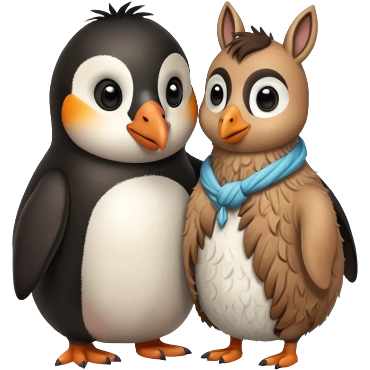 Penguin hugging llama emoji