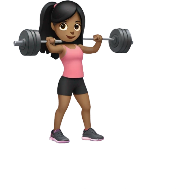 a girl with black hair at the gym  emoji