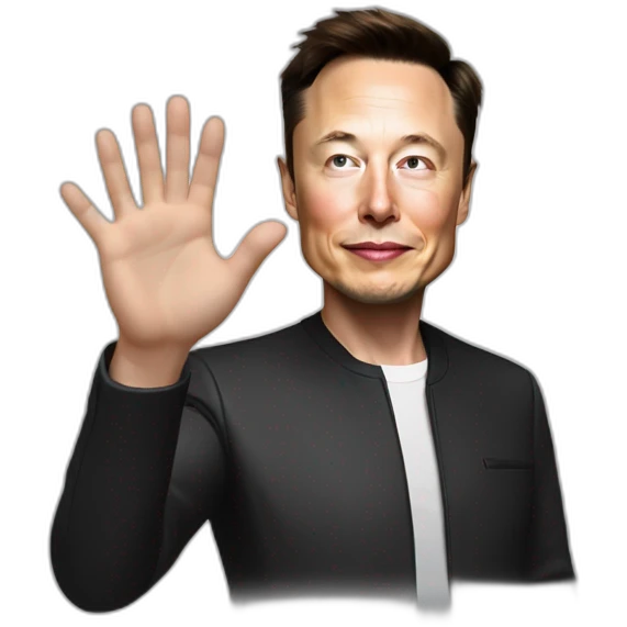 Elon musk with zoom on he is hand  emoji