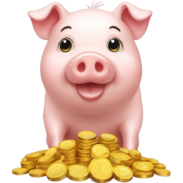 Pig with gol coins emoji