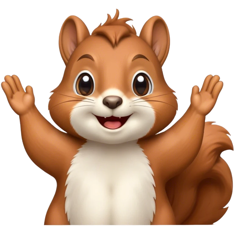 a squirrel with happy crying eyes with its arms up at its chest  emoji