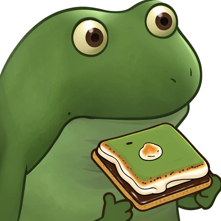 Um emoji de um biscoito com chocolate em cima, como se fosse smores, mas sem o marshmallow emoji